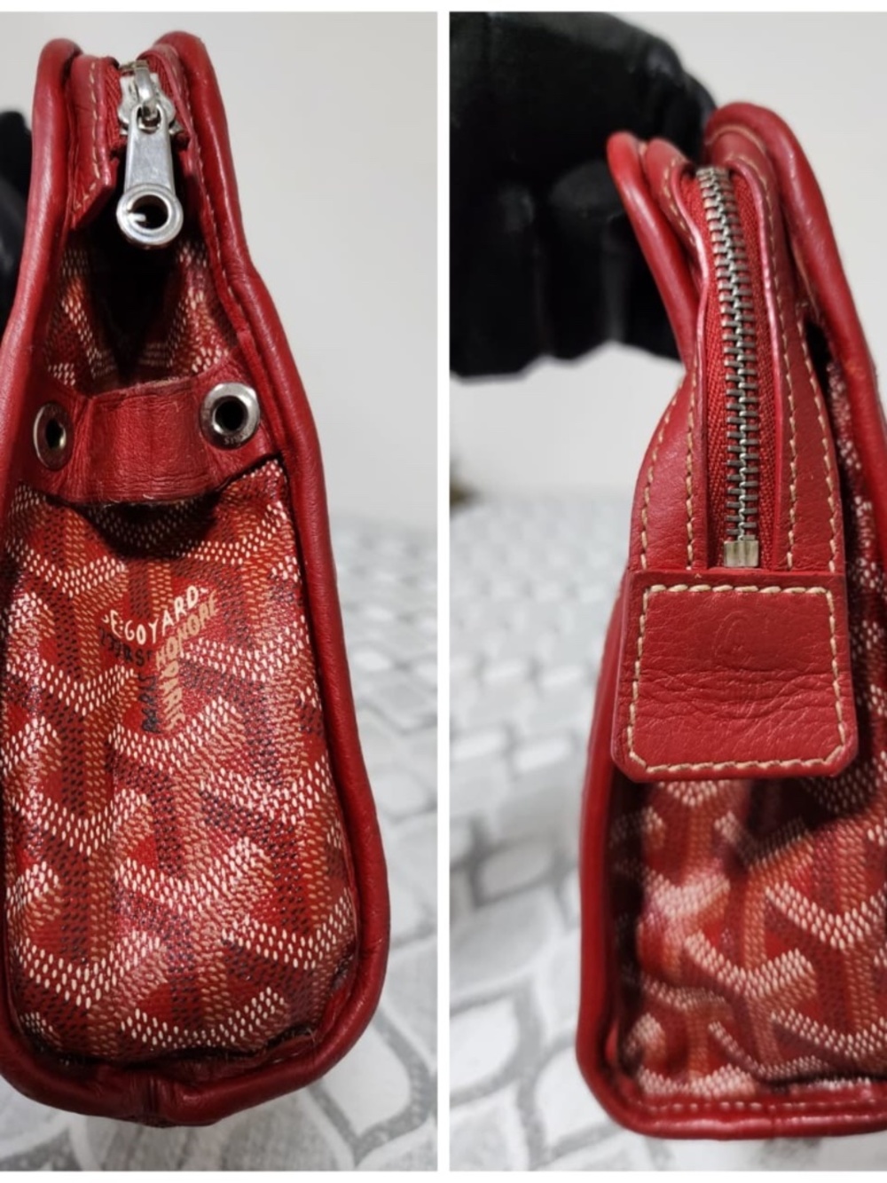 Authentic Goyard Goyardine Jouvence Toiletry Pouch MM Grey/Wine - Picture 5 of 14
